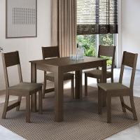 Conjunto Sala De Jantar Fidelitá Veneza Com 4 Cadeiras Noce/off-white Assento Cacau - 1