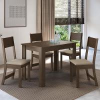 Conjunto Sala De Jantar Fidelitá Veneza Com 4 Cadeiras Noce/off-white Assento Bege - 1