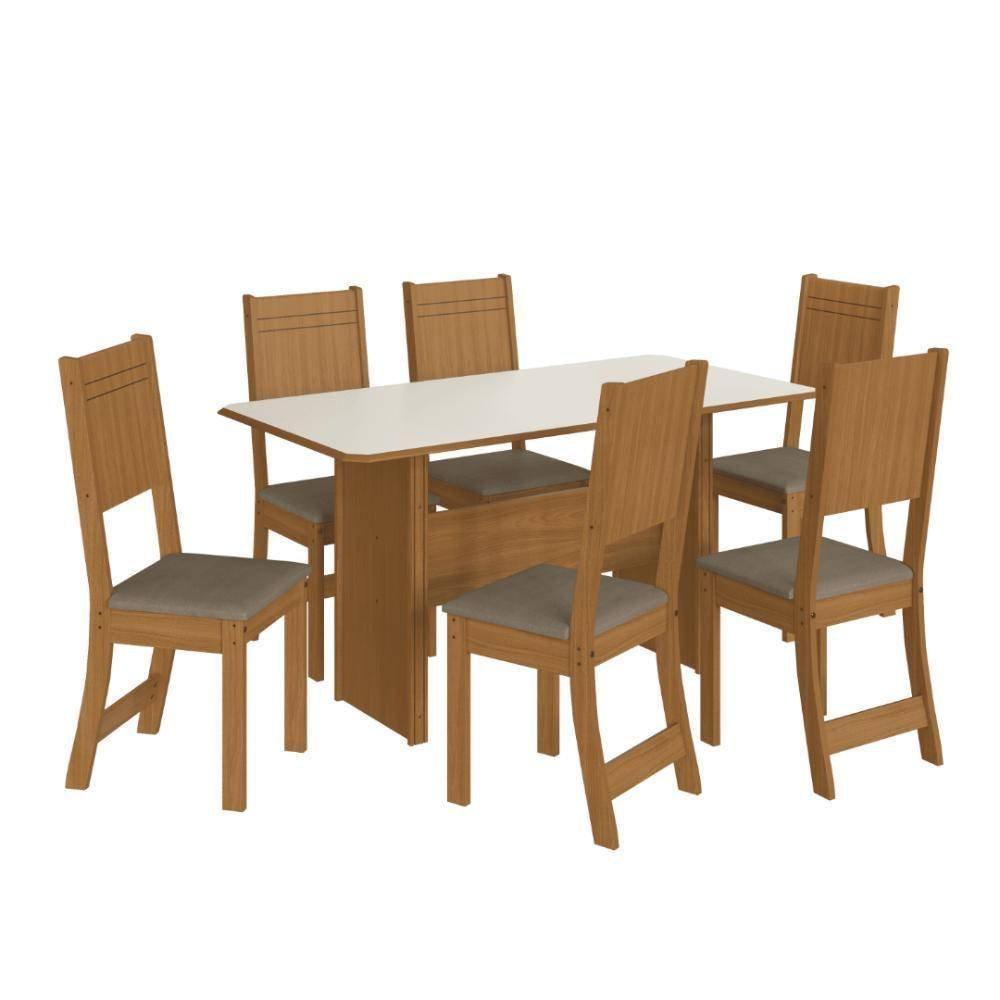 Conjunto Sala De Jantar Fidelitá Atenas 150cm Com 6 Cadeiras Freijó/off-white Assento Cacau - 2