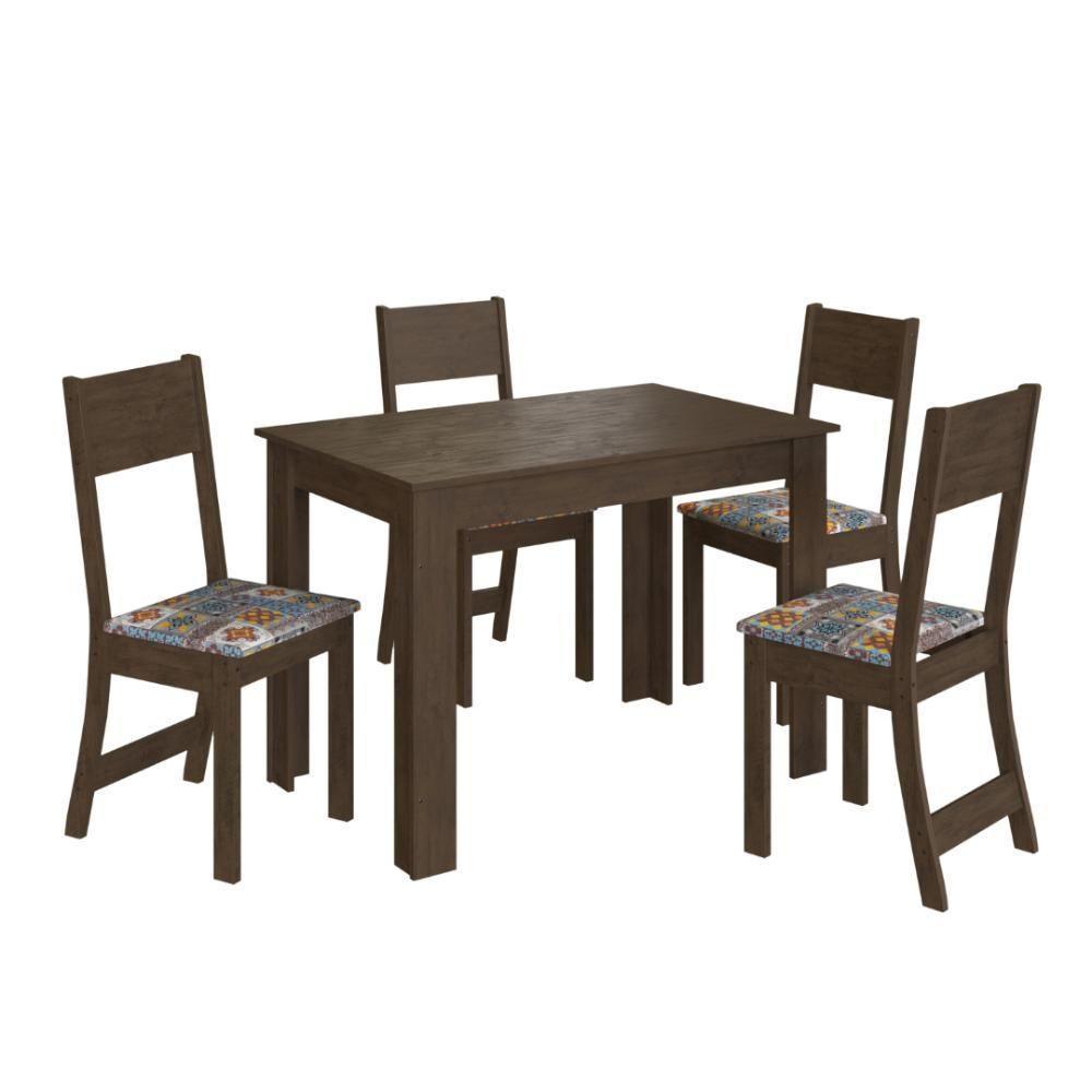 Conjunto Sala De Jantar Fidelitá Veneza Com 4 Cadeiras Noce/off-white Assento Alaska - 2