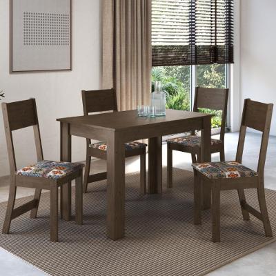 Conjunto Sala De Jantar Fidelitá Veneza Com 4 Cadeiras Noce/off-white Assento Alaska