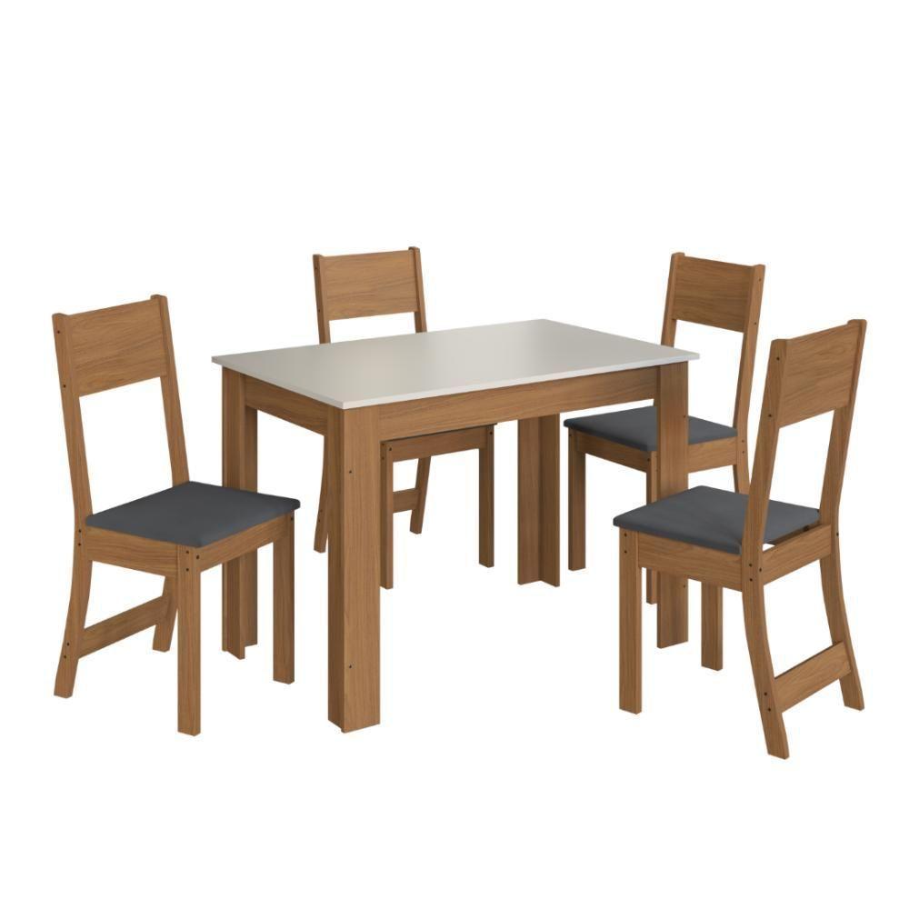 Conjunto Sala De Jantar Fidelitá Veneza Com 4 Cadeiras Freijó/off-white Assento Grafite - 2