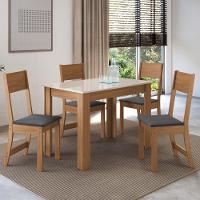 Conjunto Sala De Jantar Fidelitá Veneza Com 4 Cadeiras Freijó/off-white Assento Grafite - 1