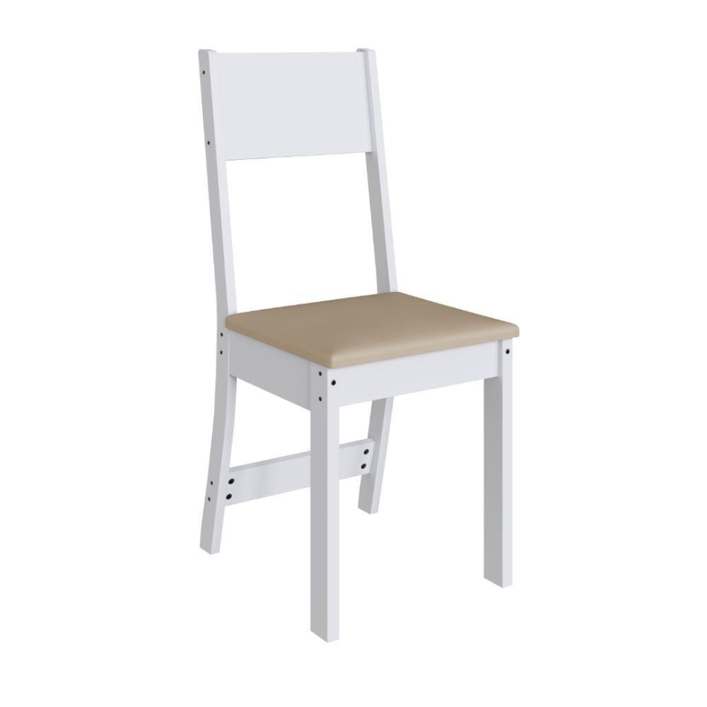 Conjunto Sala De Jantar Fidelitá Siena Com 4 Cadeiras Branco Assento Bege - 5