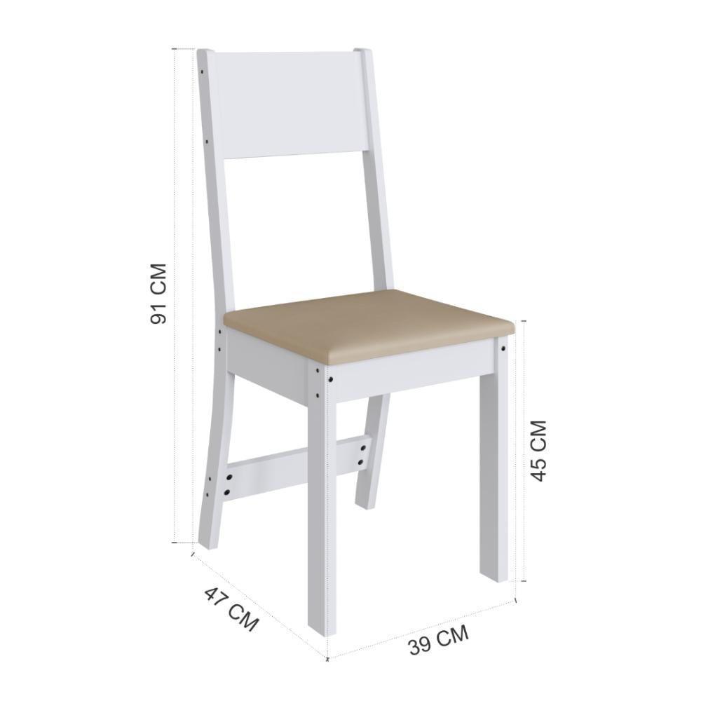 Conjunto Sala De Jantar Fidelitá Siena Com 4 Cadeiras Branco Assento Bege - 6