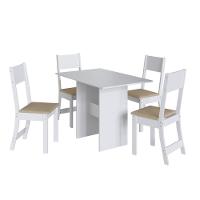 Conjunto Sala De Jantar Fidelitá Siena Com 4 Cadeiras Branco Assento Bege - 2