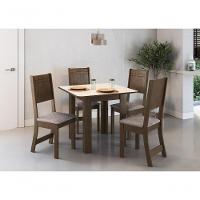 Conjunto Sala De Jantar Fidelitá Pequim Com 4 Cadeiras Noce/off-white Assento Linho - 1