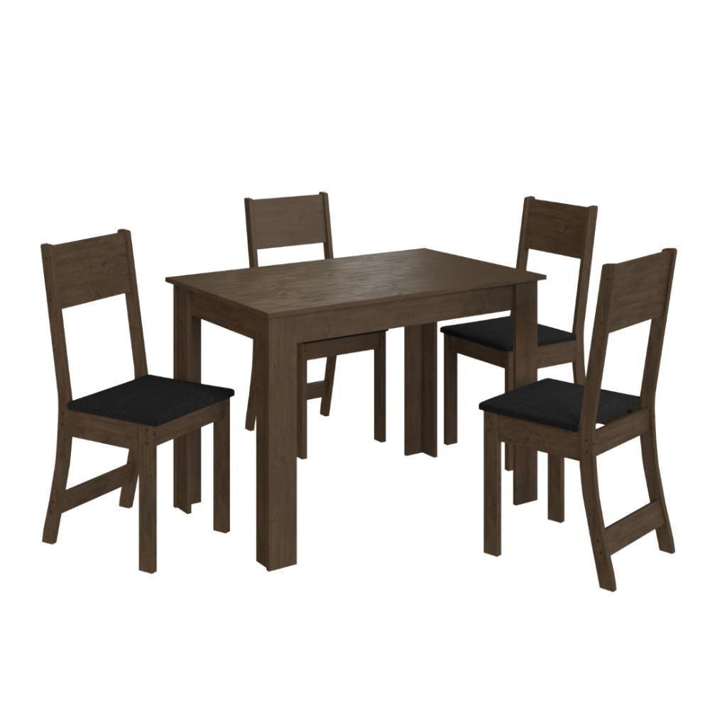 Conjunto Sala De Jantar Fidelitá Veneza Com 4 Cadeiras Noce/off-white Assento Grafite - 2