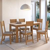 Conjunto Sala De Jantar Fidelitá Veneza Com 6 Cadeiras Freijó/off-white Assento Linho - 1