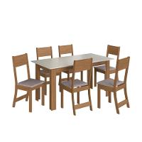 Conjunto Sala De Jantar Fidelitá Veneza Com 6 Cadeiras Freijó/off-white Assento Linho - 2