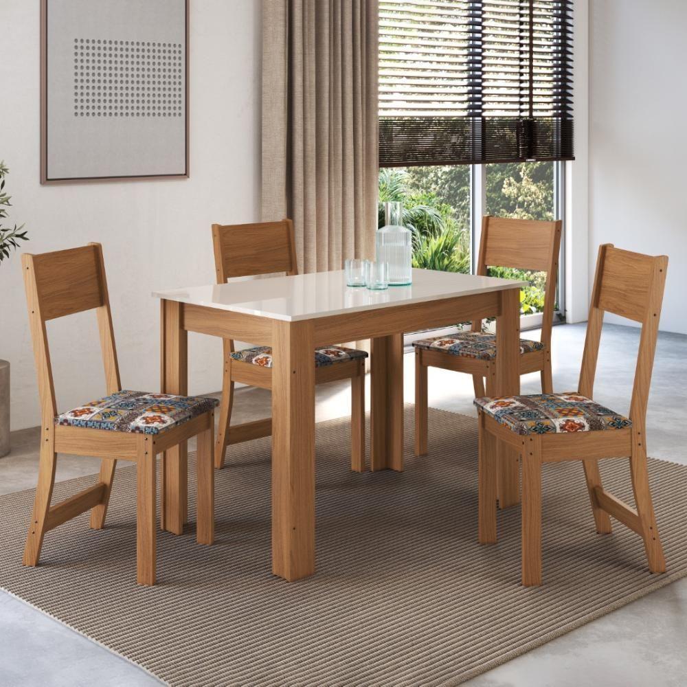 Conjunto Sala De Jantar Fidelitá Veneza Com 4 Cadeiras Freijó/off-white Assento Alaska - 1
