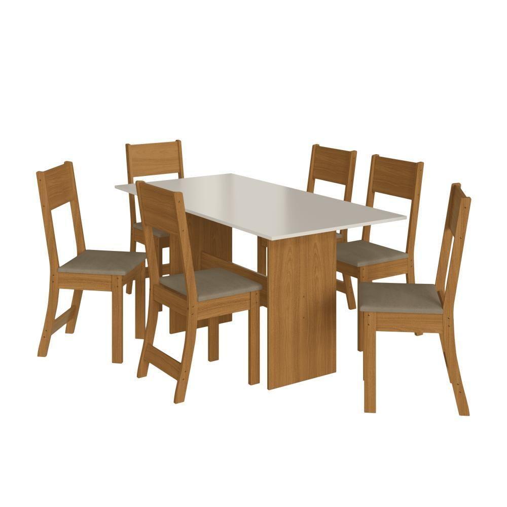 Conjunto Sala De Jantar Fidelitá Siena Com 6 Cadeiras Freijó/off-white Assento Cacau - 2