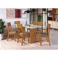 Conjunto Sala De Jantar Fidelitá Siena Com 6 Cadeiras Freijó/off-white Assento Cacau - 1