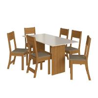 Conjunto Sala De Jantar Fidelitá Siena Com 6 Cadeiras Freijó/off-white Assento Cacau - 2