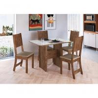 Conjunto Sala De Jantar Fidelitá Atenas 110cm Com 4 Cadeiras Noce/off-white Assento Bege - 1