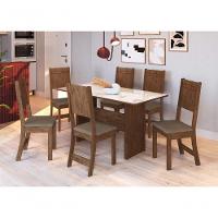 Conjunto Sala De Jantar Fidelitá Atenas 150cm Com 6 Cadeiras Noce/off-white Assento Cacau - 1