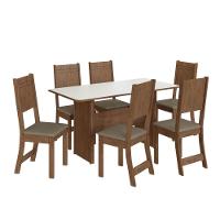 Conjunto Sala De Jantar Fidelitá Atenas 150cm Com 6 Cadeiras Noce/off-white Assento Cacau - 2