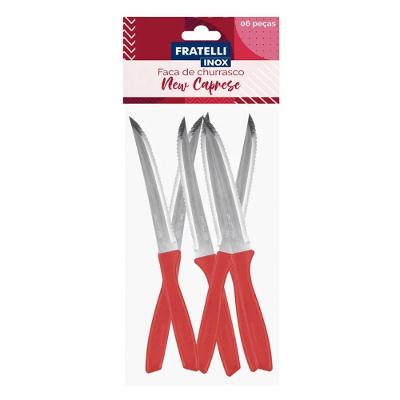 Jogo 24 Garfos E 24 Facas De Mesa Jantar New Caprese Vermelho Fratelli Inox