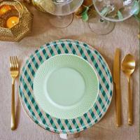 Jogo 2 Pratos Raso Joy Natalino Natal Xadrez Verde E Branco Em Cerâmica Alleanza - 4