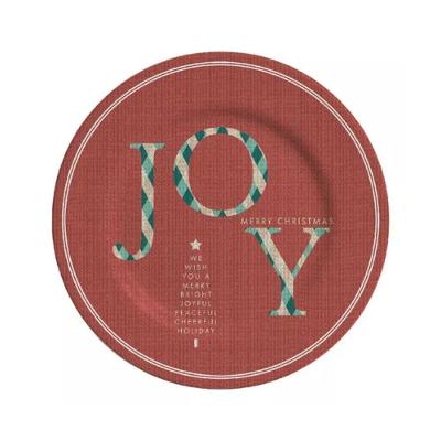 Jogo 4 Pratos Sobremesa Natalino Joy Vermelho Cerâmica Alleanza 20cm