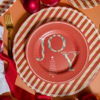 Jogo 4 Pratos Sobremesa Natalino Joy Vermelho Cerâmica Alleanza 20cm