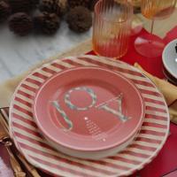 Jogo 4 Pratos Sobremesa Natalino Joy Vermelho Cerâmica Alleanza 20cm - 5