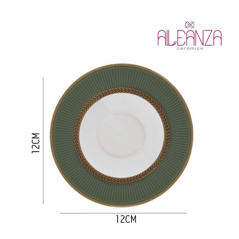 Jogo 2 Xícaras De Café Branca Com Pires Celebrate Verde Cerâmica Alleanza 100ml - 4