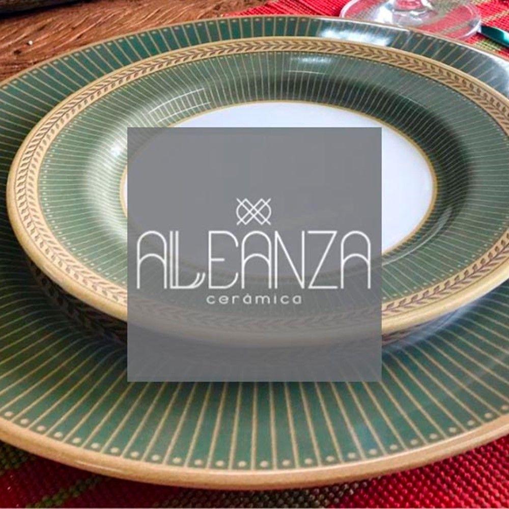 Jogo 2 Xícaras De Café Branca Com Pires Celebrate Verde Cerâmica Alleanza 100ml - 6