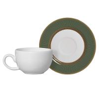 Jogo 2 Xícaras De Café Branca Com Pires Celebrate Verde Cerâmica Alleanza 100ml - 2