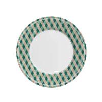 Jogo 6 Pratos Raso Joy Natalino Natal Xadrez Verde E Branco Em Cerâmica Alleanza - 1
