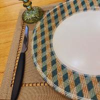 Jogo 6 Pratos Raso Joy Natalino Natal Xadrez Verde E Branco Em Cerâmica Alleanza - 3