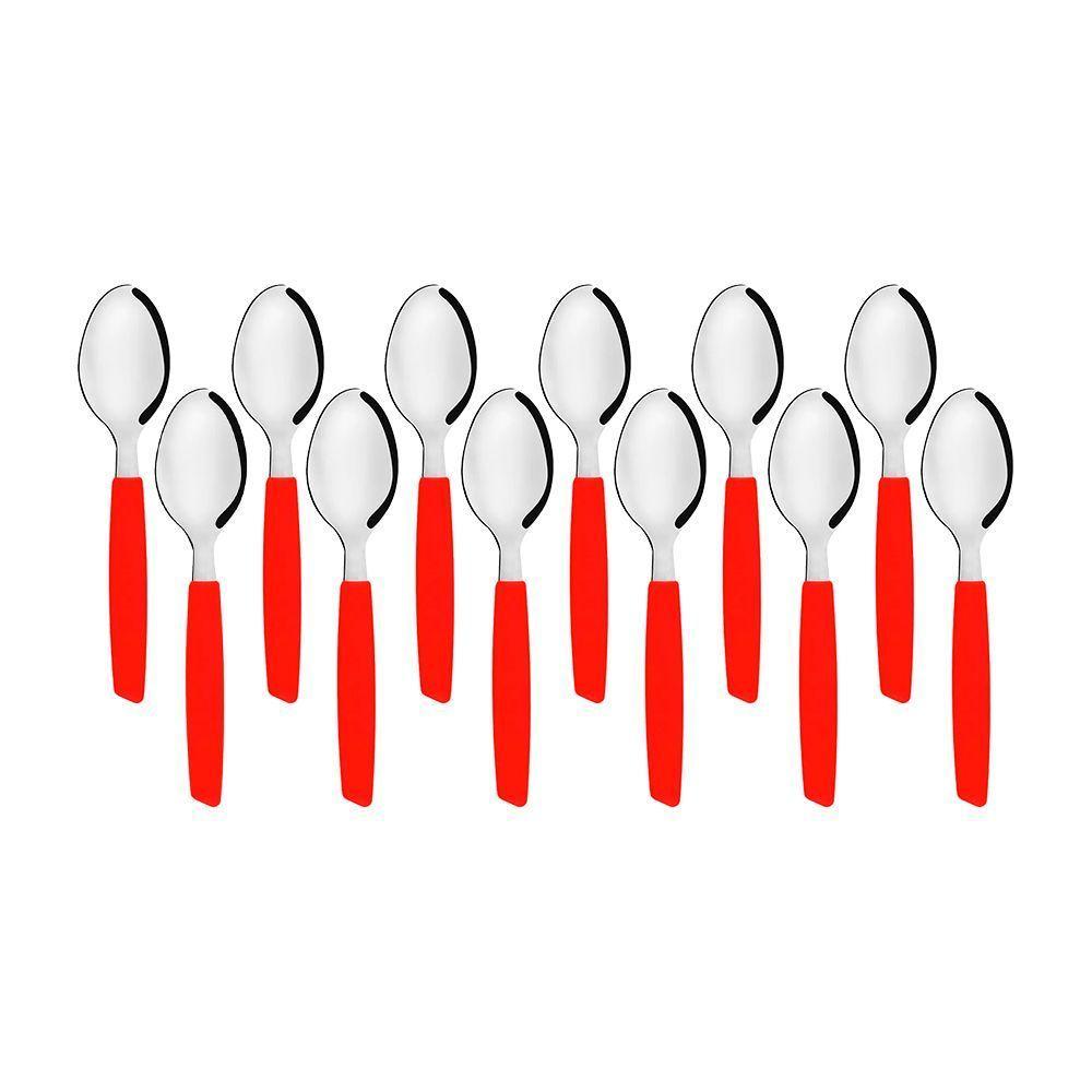 Jogo 12 Colheres De Chá New Caprese Vermelho Fratelli Inox - 1