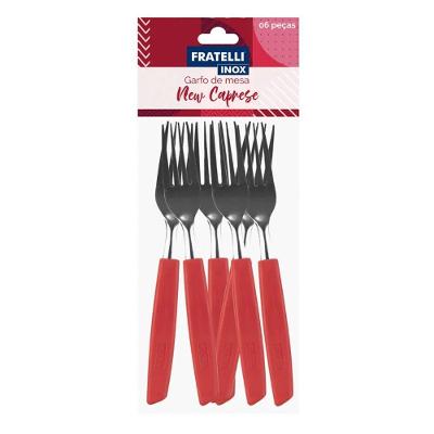 Jogo 12 Garfos De Mesa New Caprese Vermelho Fratelli Inox