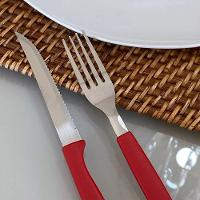 Jogo 12 Garfos De Mesa New Caprese Vermelho Fratelli Inox - 2