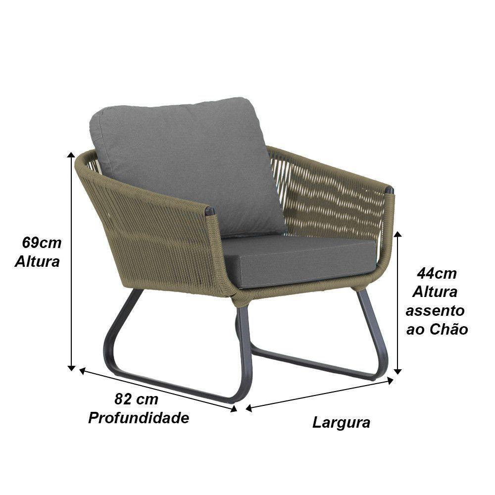 Conjunto Sofá E Poltronas Corda Alumínio Para área Rami - 7