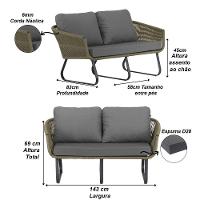 Conjunto Sofá E Poltronas Corda Alumínio Para área Rami - 6