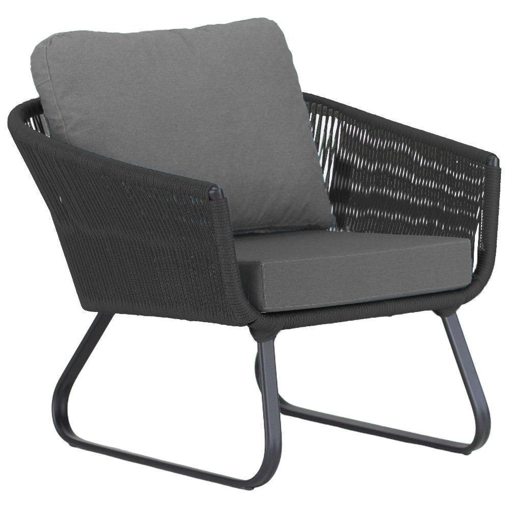 Conjunto Sofá E Poltronas Corda Alumínio Para área Preto - 2