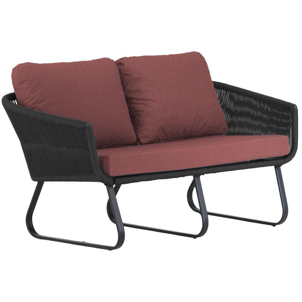 Conjunto Sofá E Poltronas Corda Alumínio Para área Preto - 4