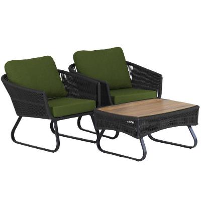 2 Poltronas Milão Em Alumínio E Mesa Trama Original Preto