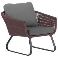 2 Poltronas Milão Em Alumínio E Mesa Trama Original Marrom - 2