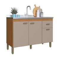 Balcão Modulado Para Cozinha Sem Tampo Fidelitá Mariana 120cm 3 Portas 1 Gaveta Freijó/camurça - 2