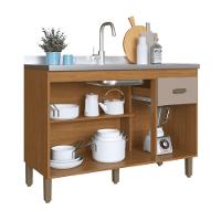 Balcão Modulado Para Cozinha Sem Tampo Fidelitá Mariana 120cm 3 Portas 1 Gaveta Freijó/camurça - 3