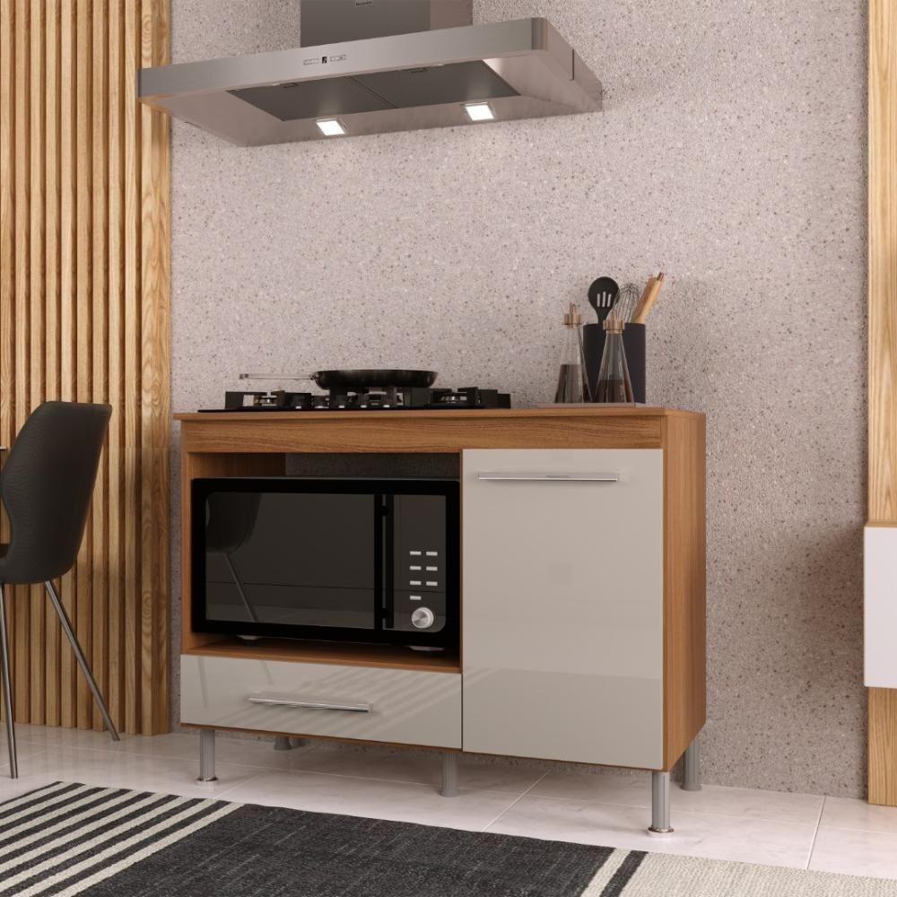 Balcão Modulado Para Forno E Cooktop 105cm 1 Porta 1 Gaveta Madrid Fidelitá Freijó/off-white - 1
