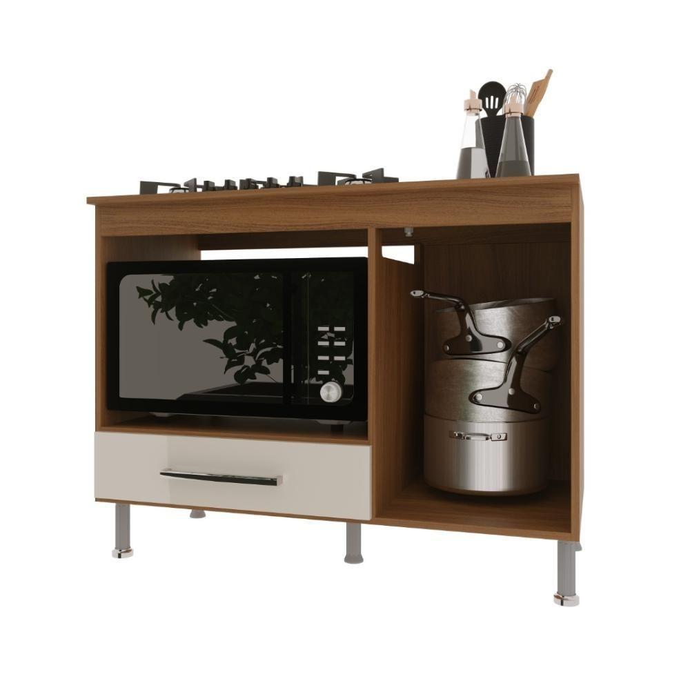 Balcão Modulado Para Forno E Cooktop 105cm 1 Porta 1 Gaveta Madrid Fidelitá Freijó/off-white - 3