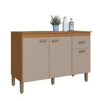 Balcão Modulado Para Cozinha Com Tampo Fidelitá Mariana 120cm 3 Portas 1 Gaveta Freijó/camurça - 2