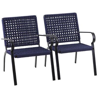 2 Poltrona Alumínio Corda Náutica Porto Rico Trama Original Azul