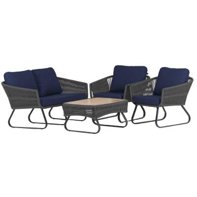 Conjunto Poltronas, Namoradeira E Mesa Milão Trama Original Preto