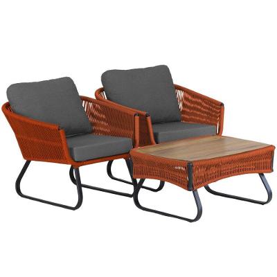 2 Poltronas Milão Em Alumínio E Mesa Trama Original Terra Cota