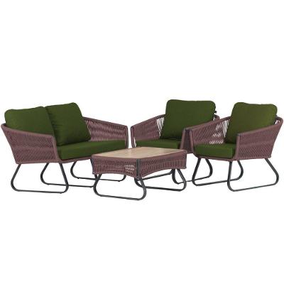Conjunto Poltronas, Namoradeira E Mesa Milão Trama Original Marrom