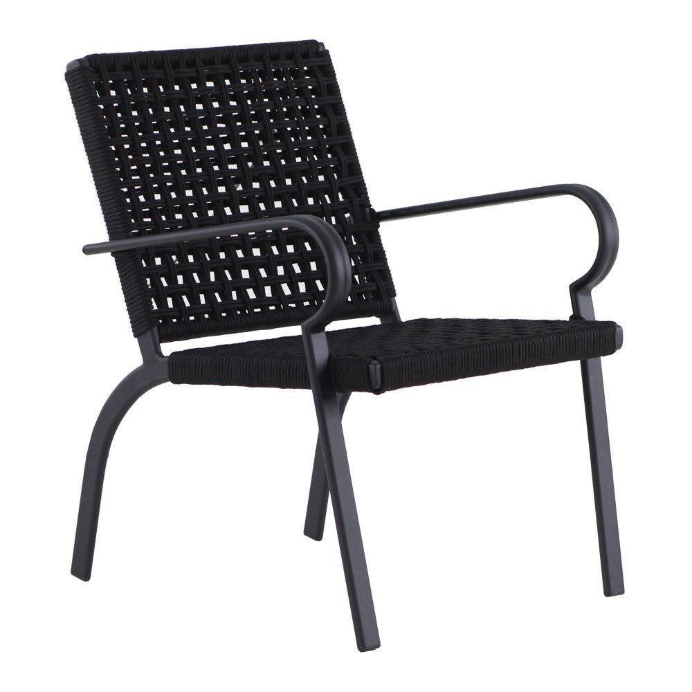 Poltrona Corda Náutica Porto Rico Alumínio Varanda Edícula Preto - 1